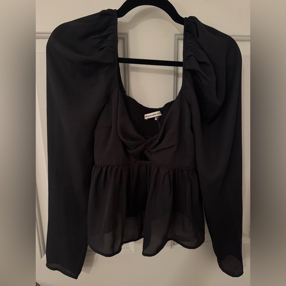 NWT Long Sleeve Black Semi Sheer Abercrombie & Fitch Blouse size Small - Picture 5 of 14